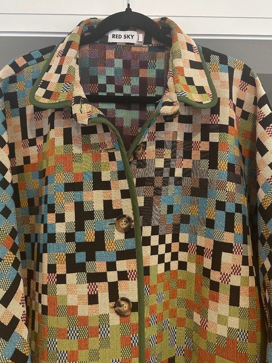 RED SKY Sought After & Sold Out Multicolour Pixel Maxi Coat - fits up to size 22 - Picture 7 of 16